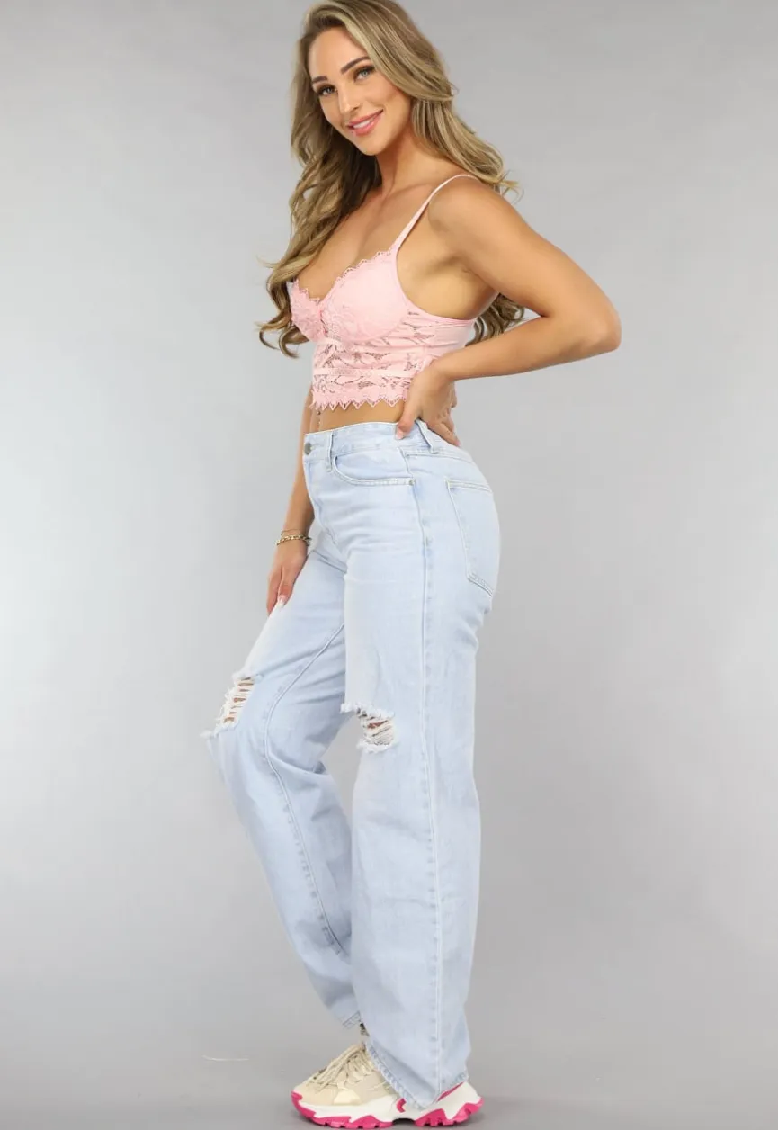 Kanten Crop Top in Babyroze