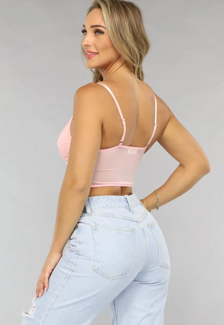 Kanten Crop Top in Babyroze