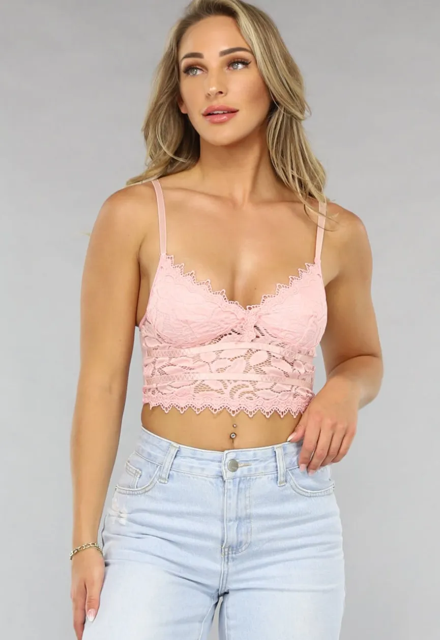 Kanten Crop Top in Babyroze