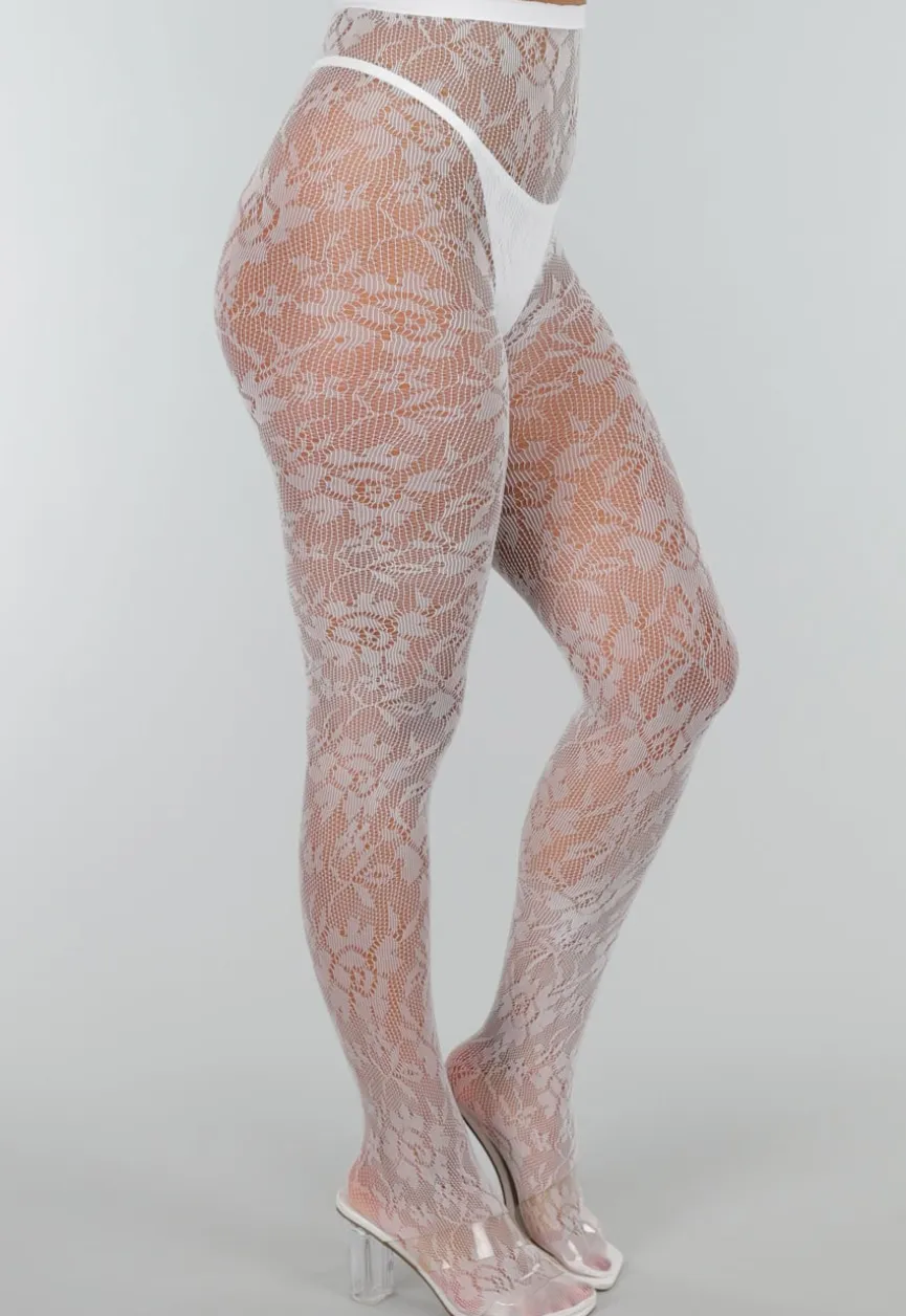Kanten Glow in the Dark Panty met Bloemenmotief en Blauw Lichtgevend Effect