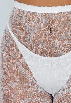 Kanten Glow in the Dark Panty met Bloemenmotief en Blauw Lichtgevend Effect