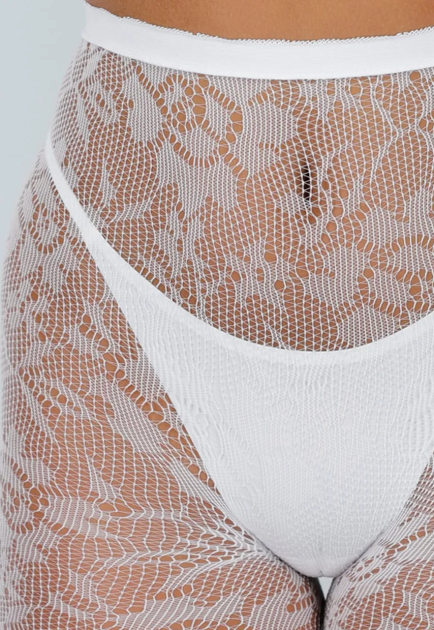Kanten Glow in the Dark Panty met Bloemenmotief en Blauw Lichtgevend Effect