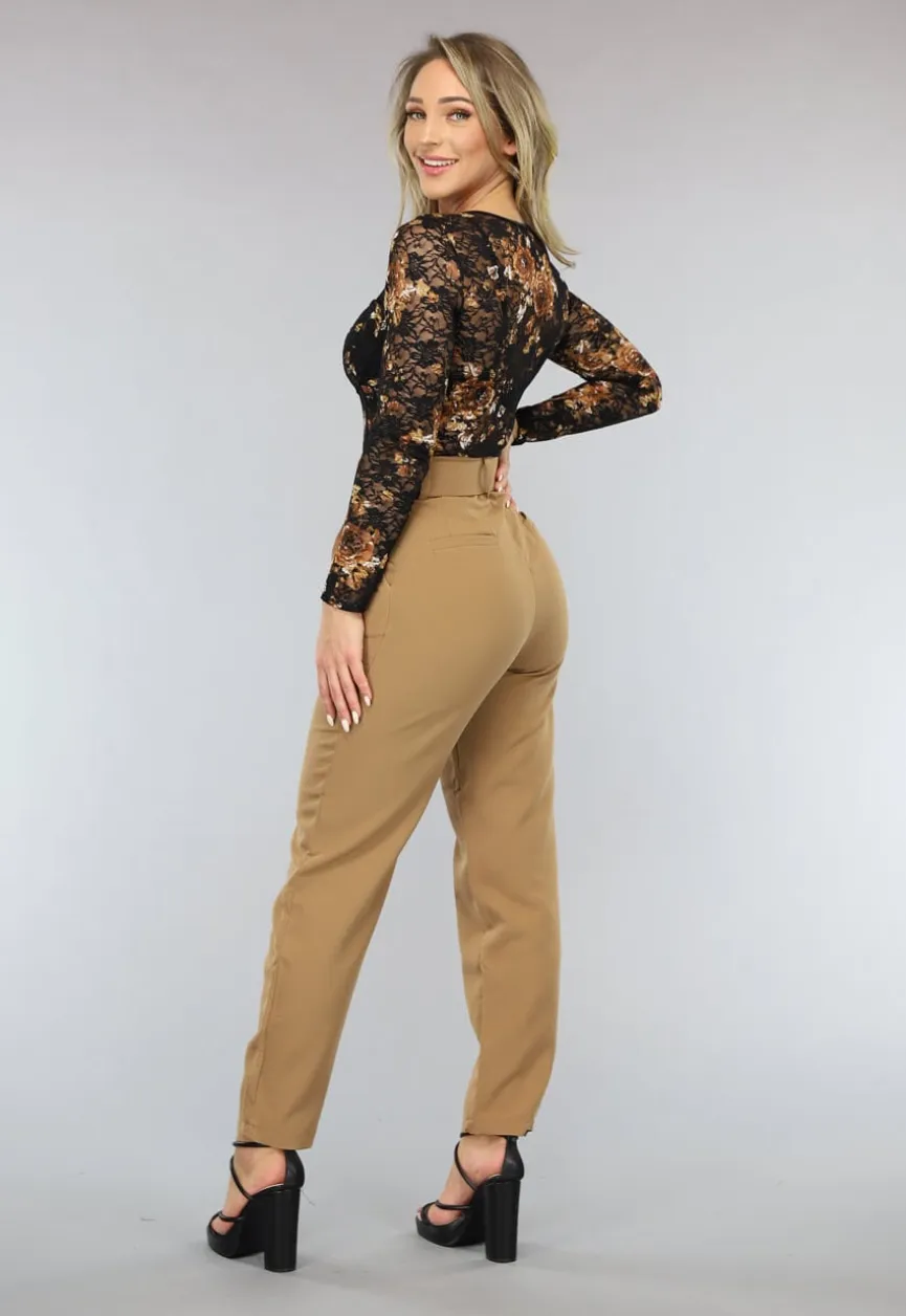 Kanten Korset Bodysuit met Bloemenprint