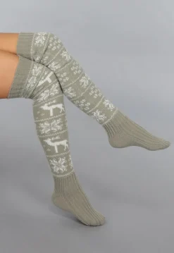 Khaki Hoge Warme Kerst Sokken