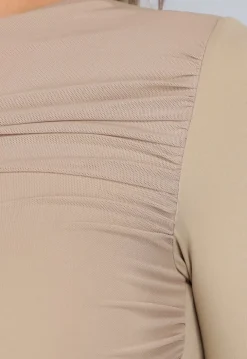 Khaki Padded Top met Mesh Details