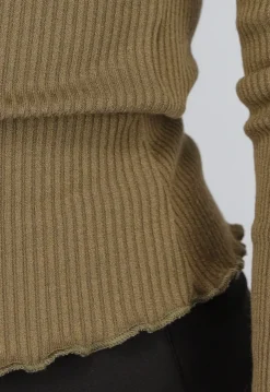 Khaki Ribstof Top met Babylock