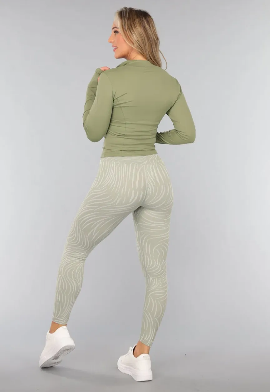 Khaki Trainingsjack met Duimgaten