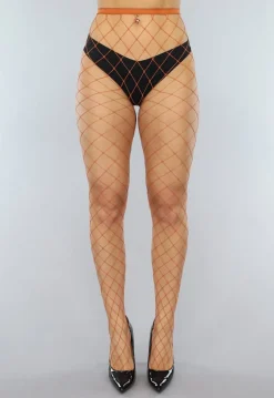 Khaki Visnet Panty met Extra Groot Patroon