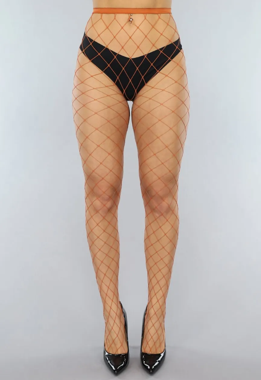Khaki Visnet Panty met Extra Groot Patroon