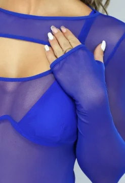 Kobalt Blauwe Longsleeve Festival Bodysuit