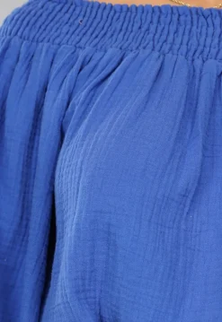 Kobalt Blauwe Mousseline Playsuit met Flair Mouwen