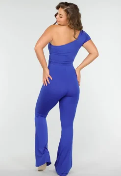 Koningsblauwe Stretch One Shoulder Crop Top