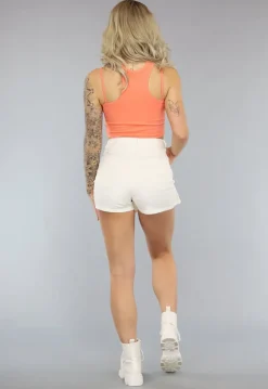 Koraalkleurige Cut Out Top met Spaghettibandjes
