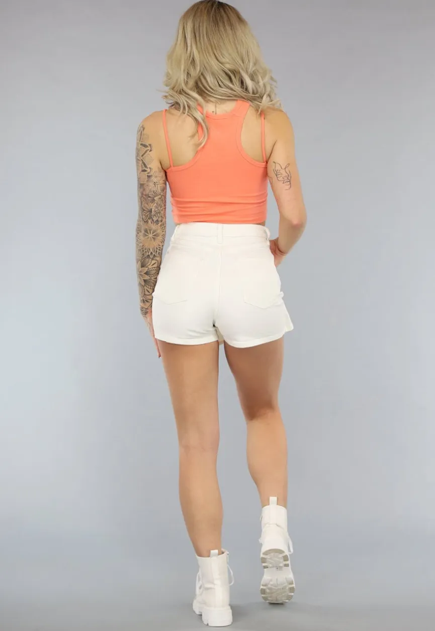 Koraalkleurige Cut Out Top met Spaghettibandjes