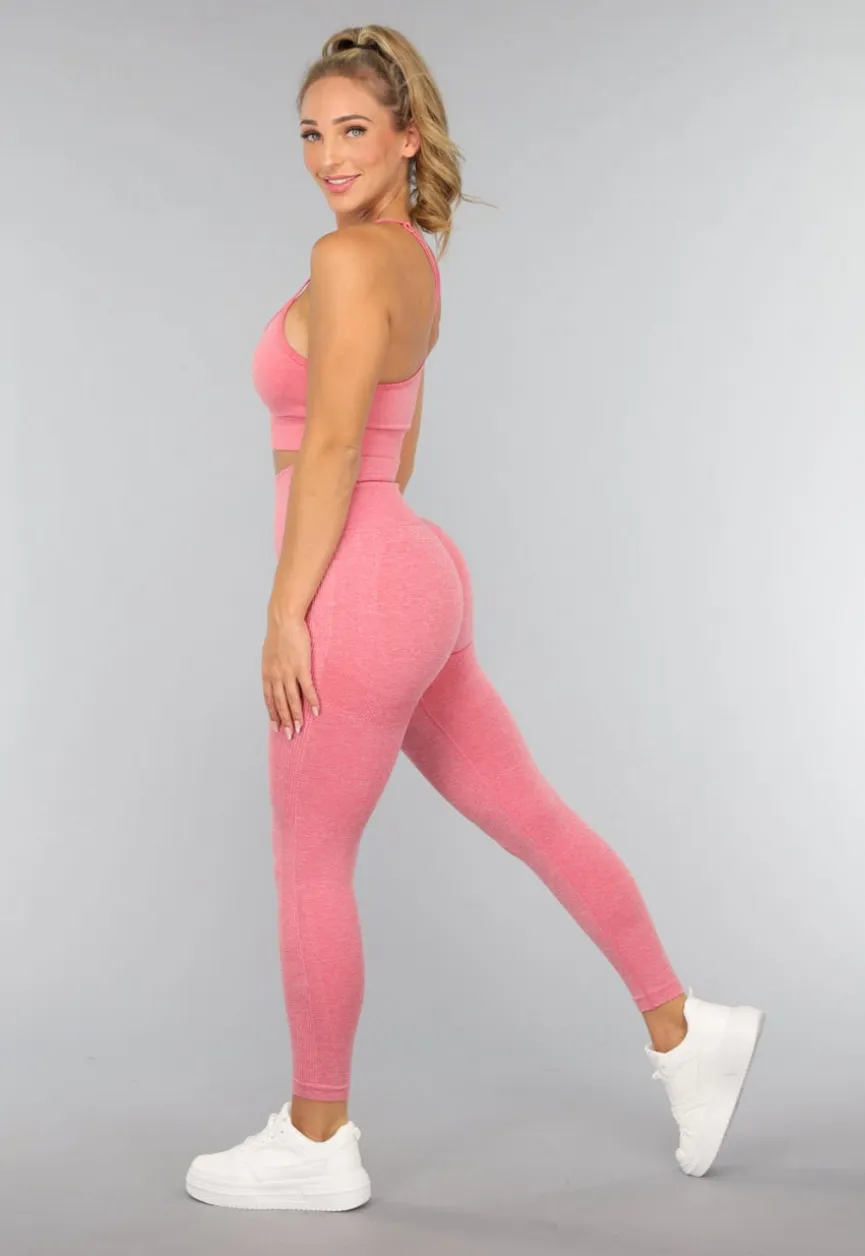 Koraal Kleurige Gym Legging met Scrunch