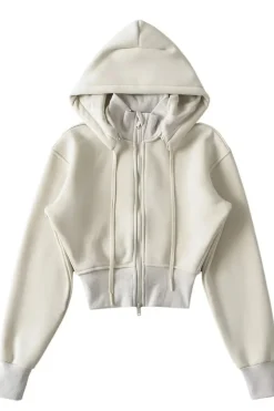 Kort Aansluitend Beige Vest met Rits