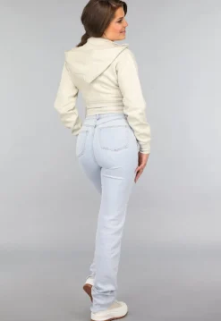 Kort Aansluitend Beige Vest met Rits