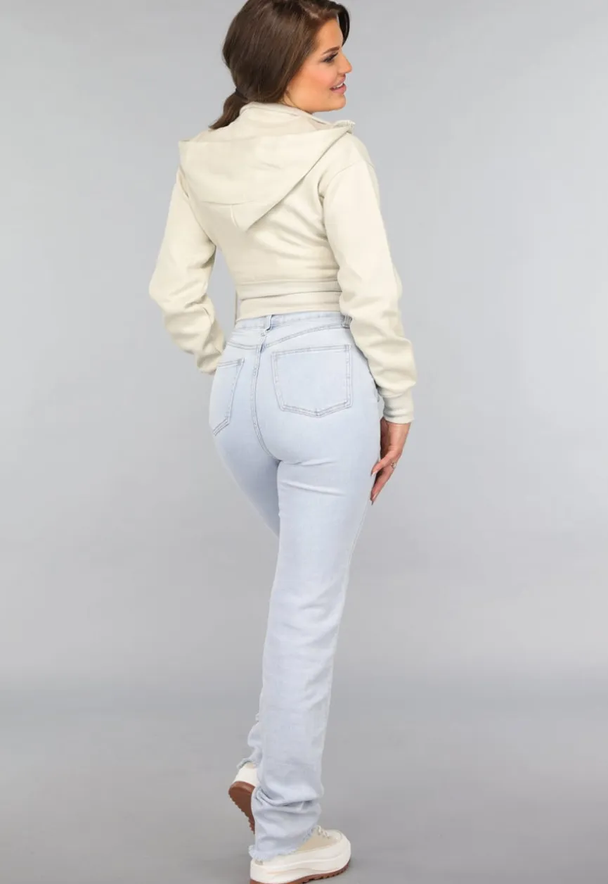 Kort Aansluitend Beige Vest met Rits
