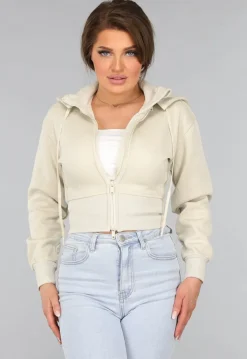 Kort Aansluitend Beige Vest met Rits