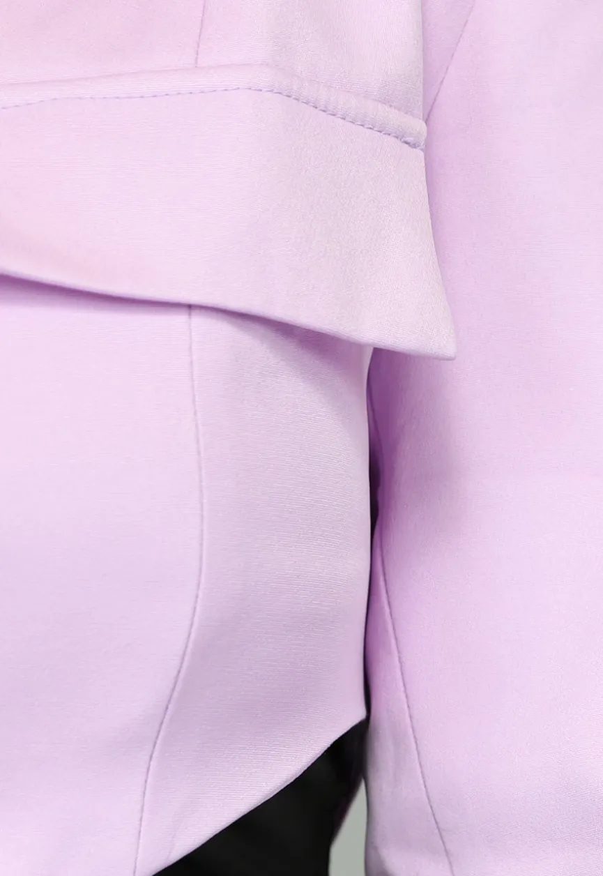 Korte Asymmetrische Lila Blazer met Schoudervulling