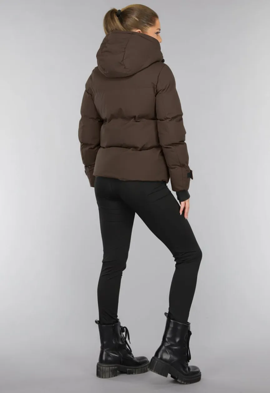 Korte Bruine Winterjas met Capuchon