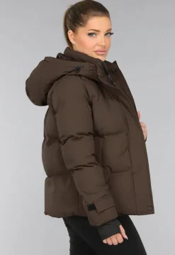 Korte Bruine Winterjas met Capuchon