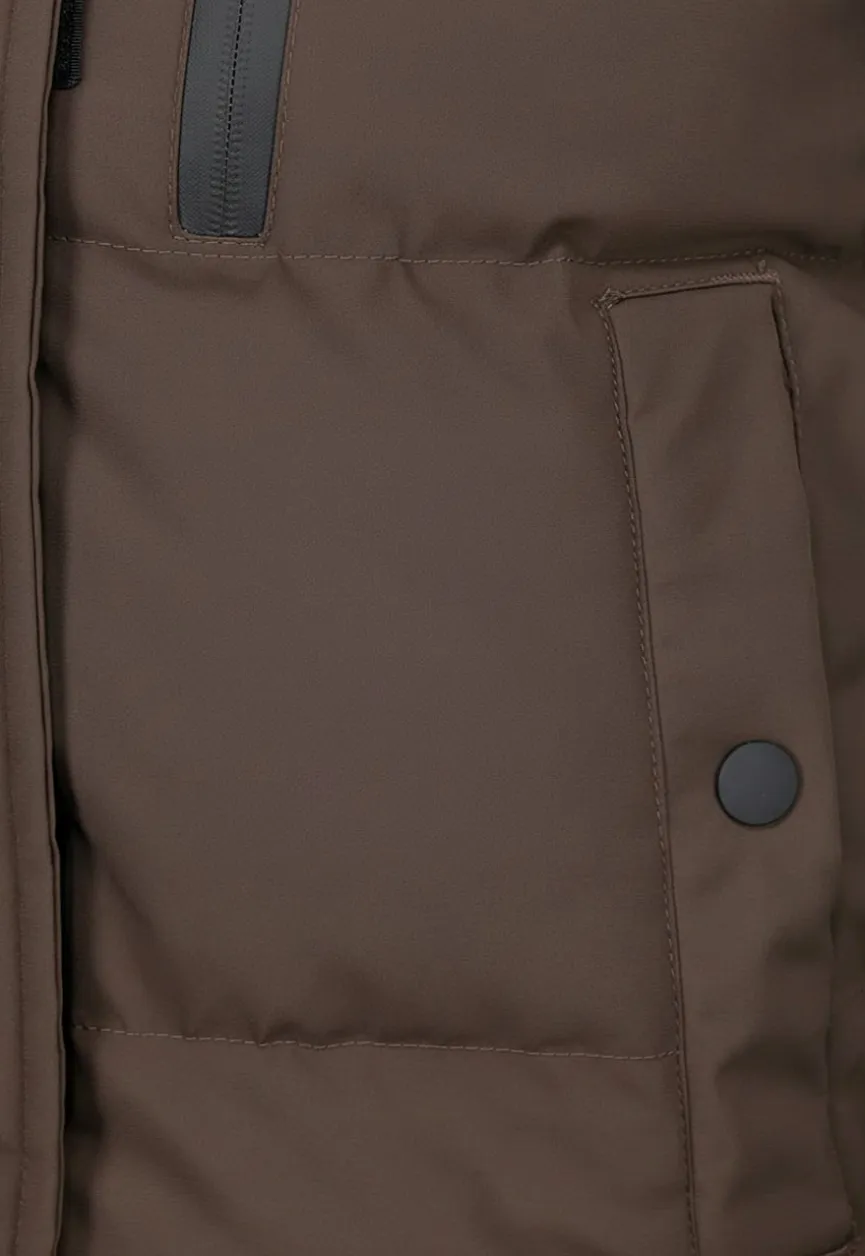 Korte Bruine Winterjas met Capuchon