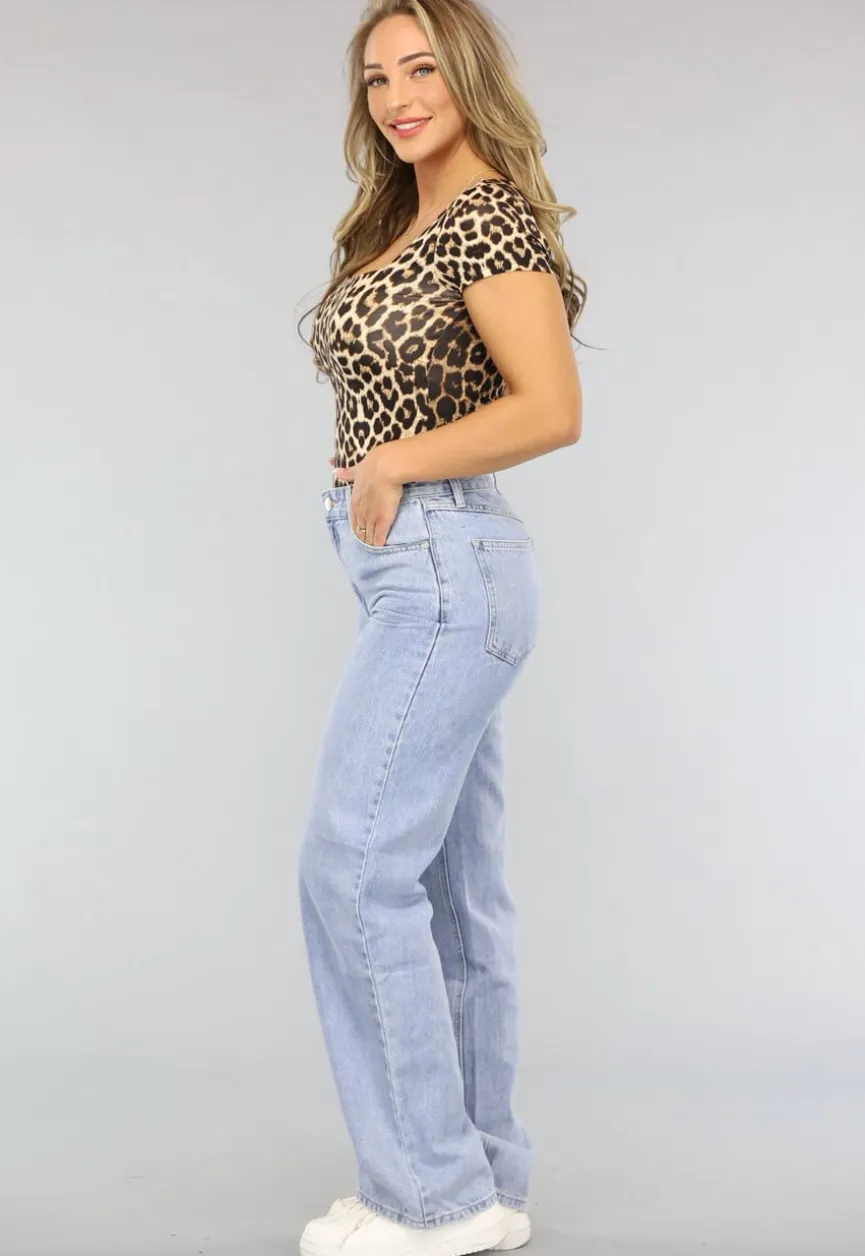 Korte Mouwen T-Shirt met Luipaard Print