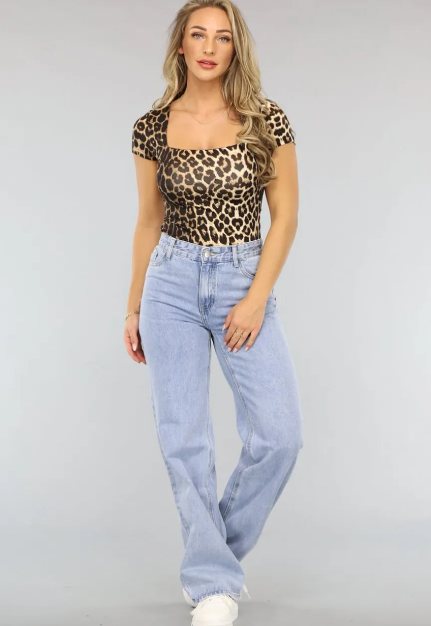 Korte Mouwen T-Shirt met Luipaard Print