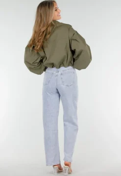 Korte Trench Coat in Armygroen met Double-Breasted Sluiting