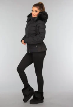 Korte Zwarte Faux Fur Snowboots