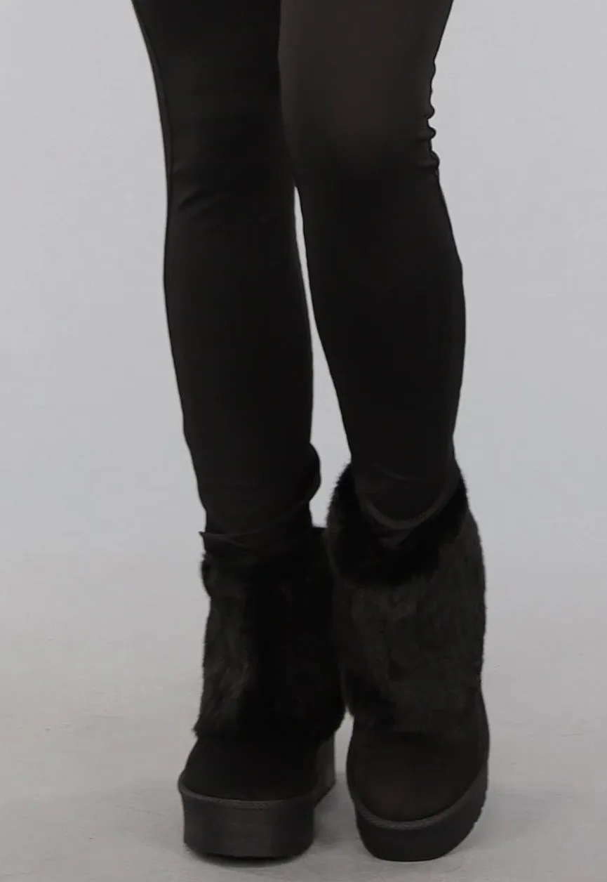 Korte Zwarte Faux Fur Snowboots