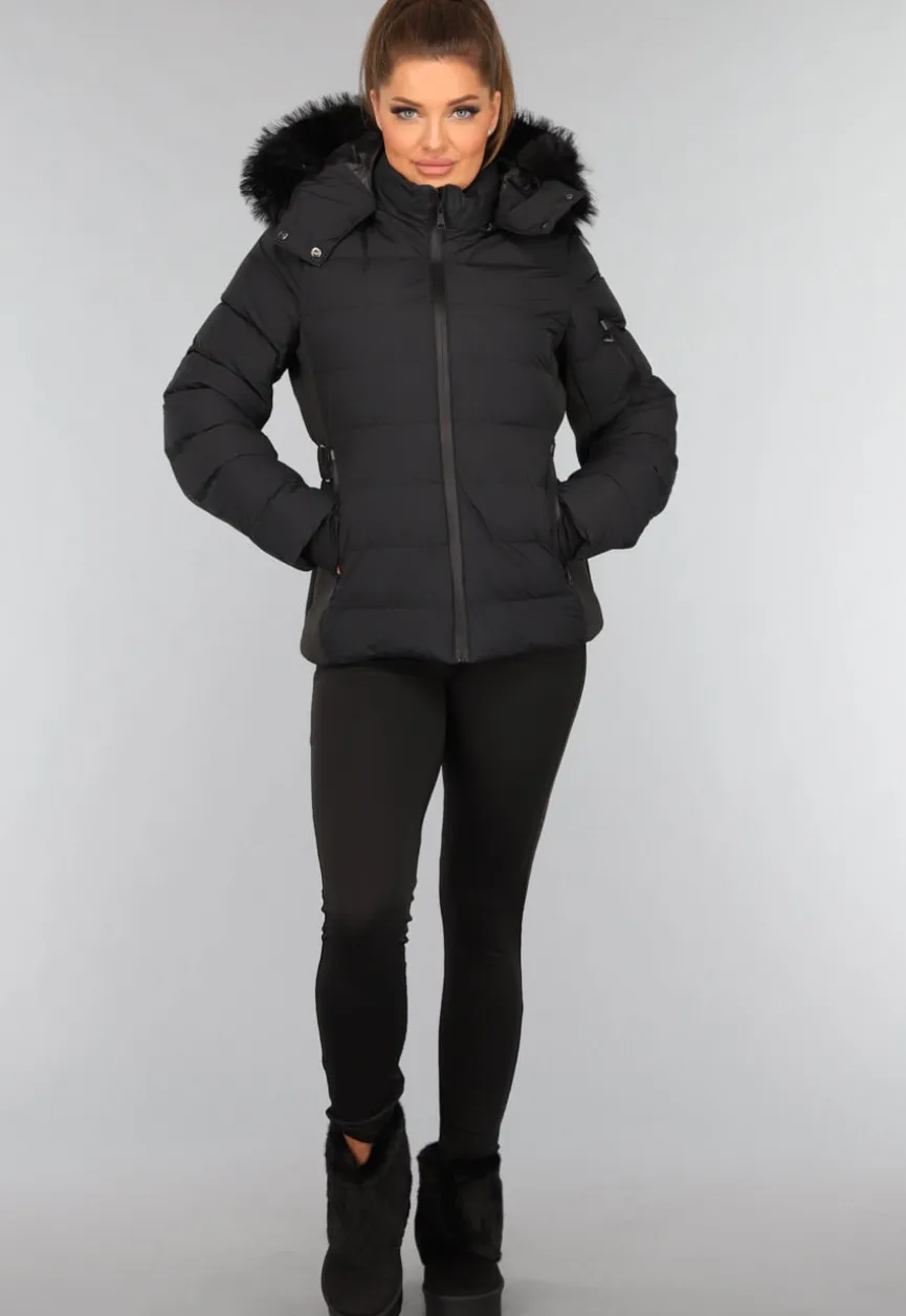 Korte Zwarte Faux Fur Snowboots
