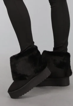 Korte Zwarte Faux Fur Snowboots