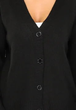 Korte Zwarte Fijn Gebreide Cardigan