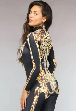Kostuum met Gouden Skelet Print