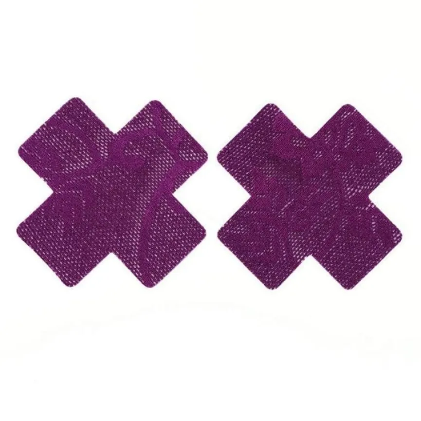 Kruis Tepelcovers van Aubergine Kant