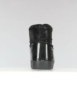 Lage Zwarte Glitterende Snowboots met Lak Detail