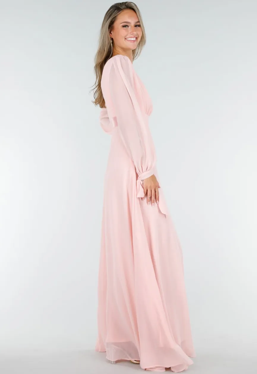 Lange Babyroze Chiffon Galajurk