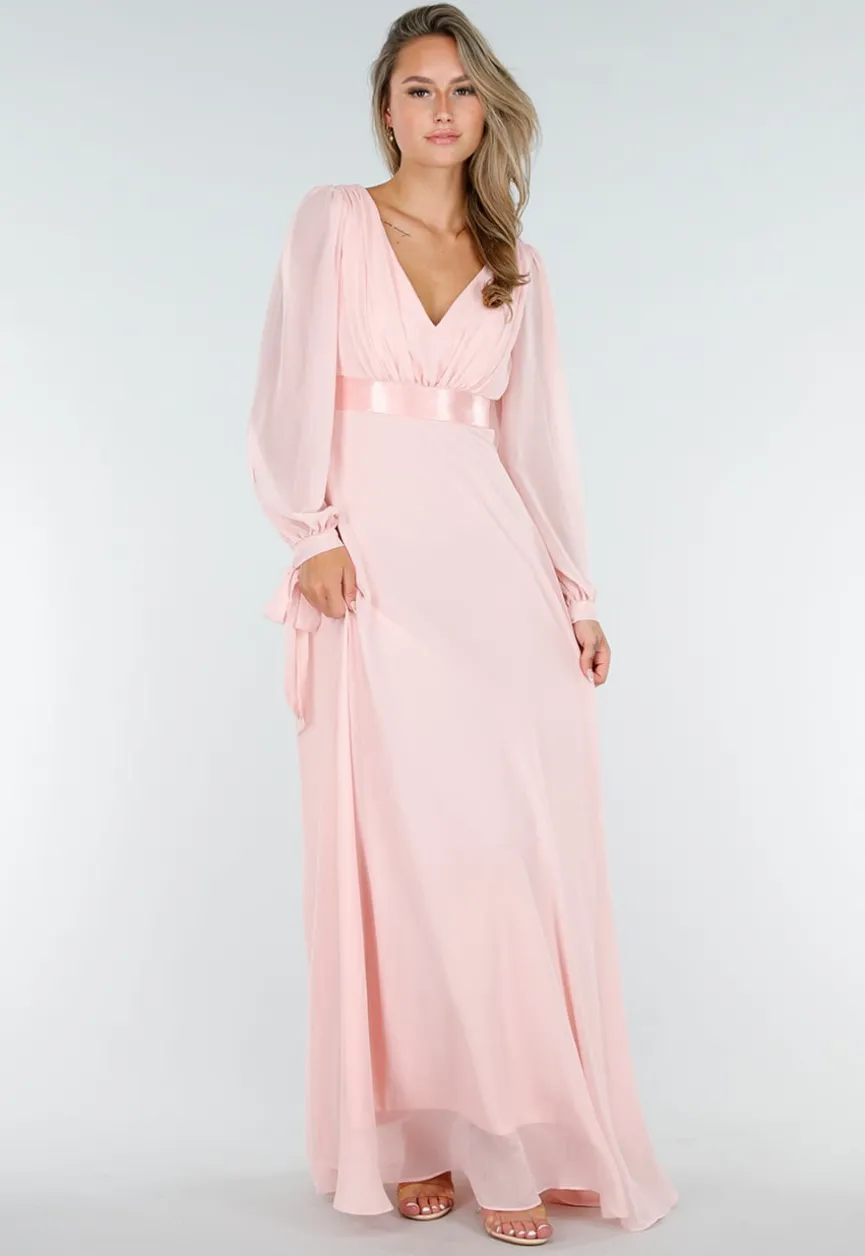 Lange Babyroze Chiffon Galajurk