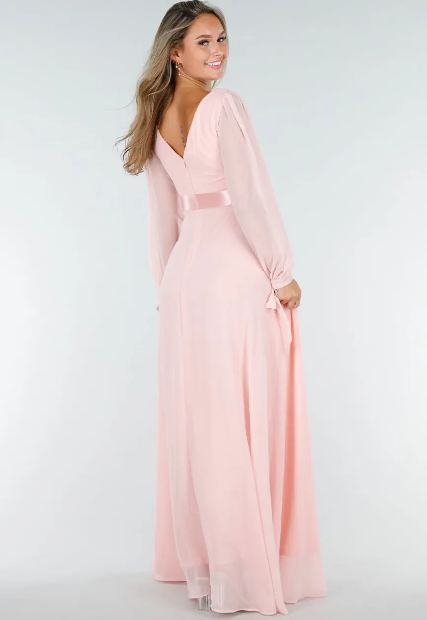 Lange Babyroze Chiffon Galajurk
