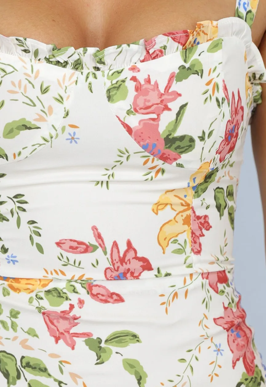 Lange Bloemenprint Jurk met Strikdetail