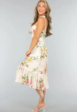Lange Bloemenprint Jurk met Strikdetail