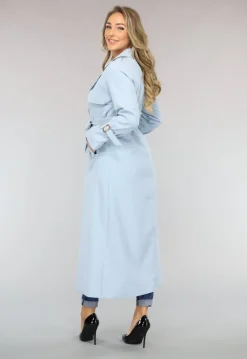 Lange Jas met Ceintuur in Babyblauw