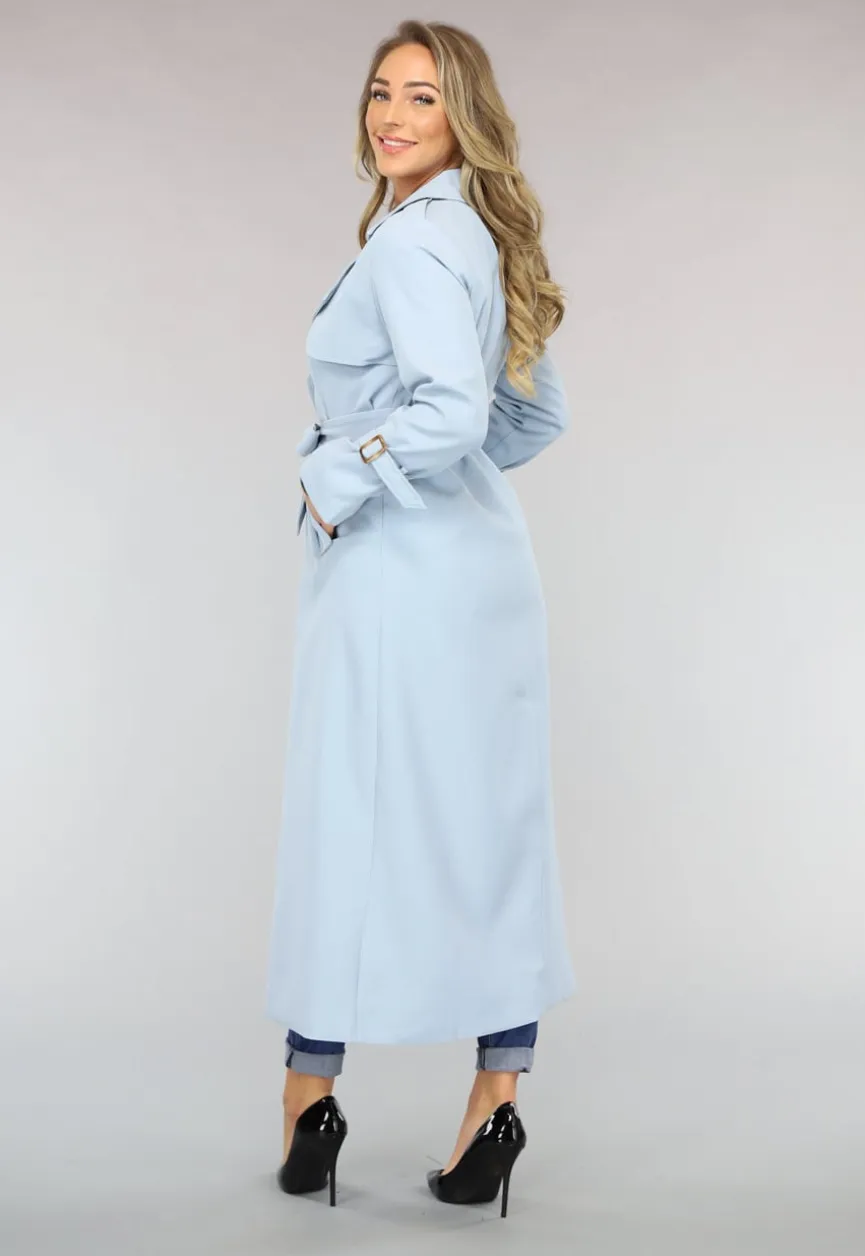 Lange Jas met Ceintuur in Babyblauw