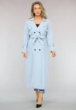 Lange Jas met Ceintuur in Babyblauw