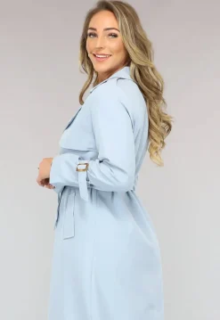 Lange Jas met Ceintuur in Babyblauw