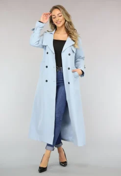 Lange Jas met Ceintuur in Babyblauw