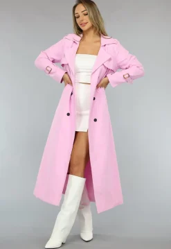 Lange Jas met Ceintuur in Babyroze