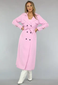 Lange Jas met Ceintuur in Babyroze
